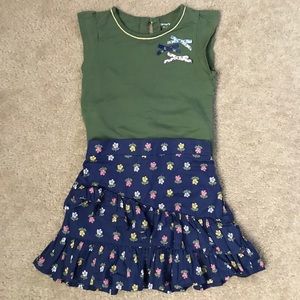 Carter’s Girls Green top and Blue Skirt set